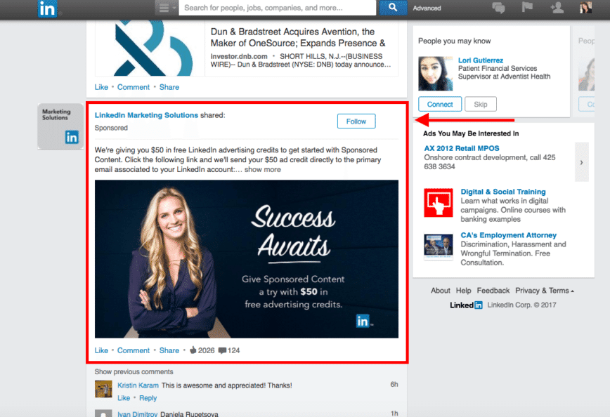 sponsored content - linkedin para empresas