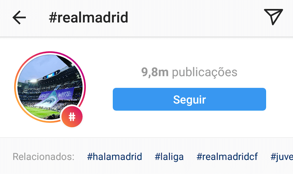 Atualização Instagram hashtags Real Madrid