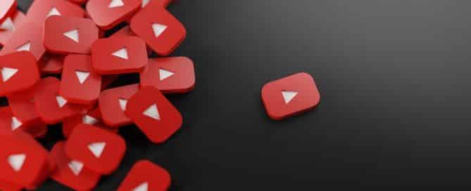 A imagem mostra vários ícones do Youtube pequenos amontoados.