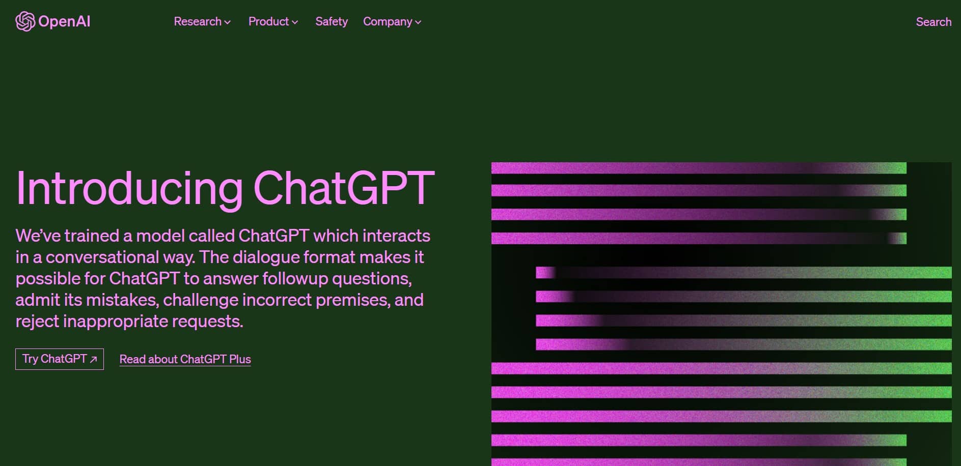 Print da página do ChatGPT e do botão "try ChatGPT"