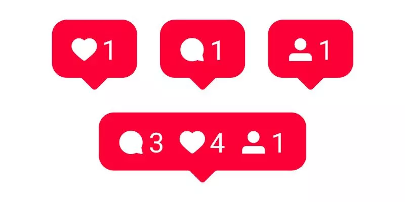 A imagem mostra ícones de curtida, seguidores e comentários presentes no Instagram.