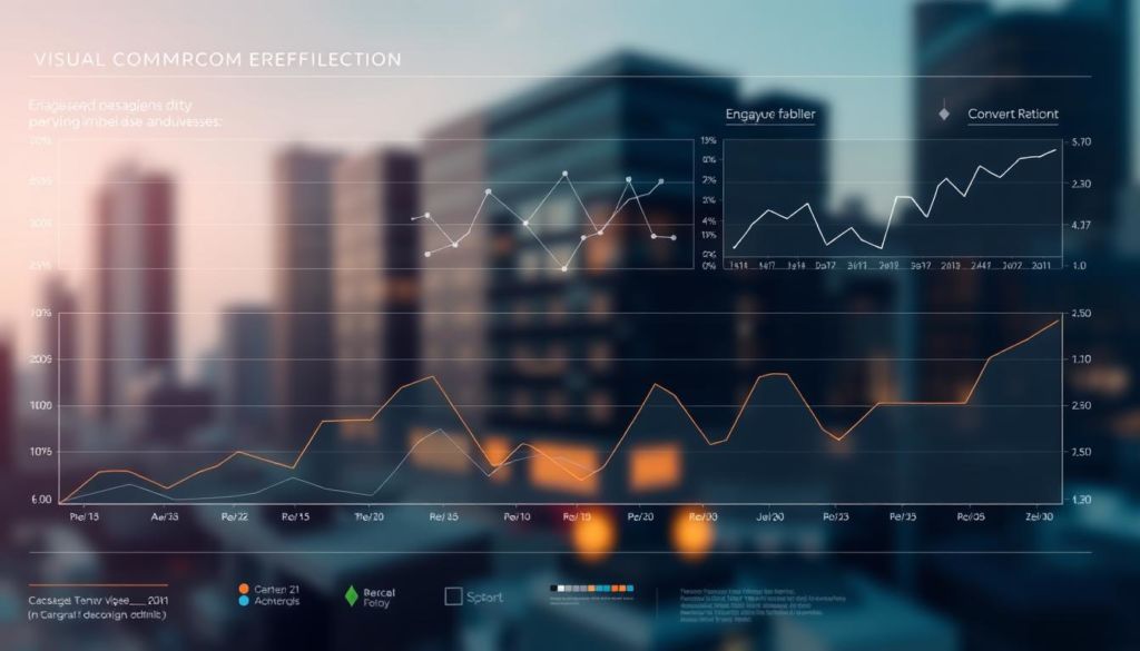 A detailed, data-driven visualization showcasing the nuances of visual communication effectiveness. In the foreground, a set of line graphs and charts depicting key metrics like engagement, conversion, and recall, rendered in a clean, minimalist style with a subdued color palette. In the middle ground, abstract geometric shapes and patterns representing the multifaceted nature of visual messaging, with subtle interplay of light and shadow. The background features a blurred cityscape, symbolizing the broader business and marketing context. The overall mood is one of analytical rigor, balanced by a sense of thoughtful, data-driven exploration.