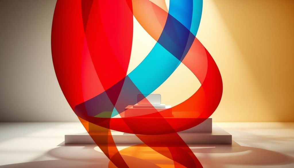 A modern and visually striking advertisement showcasing the psychology of colors. In the foreground, a dynamic composition of vibrant hues - bold reds, soothing blues, and energetic yellows - intertwine, creating a captivating focal point. The middle ground features a sleek, minimalist product display, subtly highlighting the subject's relevance to the color theme. The background is a soft, gradient-driven palette, providing a calming, yet attention-grabbing contrast. Dramatic lighting from multiple angles casts dramatic shadows, enhancing the depth and dimensionality of the scene. The overall mood is one of sophistication, innovation, and the powerful influence of color in the world of marketing and advertising.