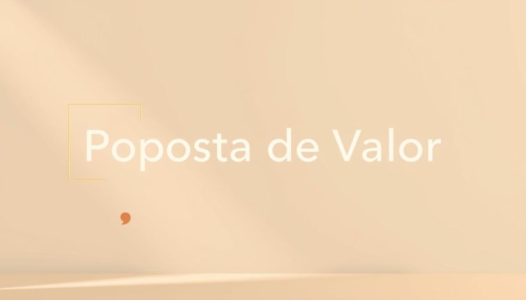 A modern, minimalist illustration of a "proposta de valor" for a human resources marketing strategy. In the foreground, a clean, elegant sans-serif typographic treatment of the phrase "Proposta de Valor" floats against a soft, muted background. The text is rendered in a neutral, understated palette that conveys professionalism and sophistication. In the middle ground, subtle geometric shapes and lines in complementary hues gently frame and accent the central text. The overall composition has a balanced, harmonious feel, using negative space and a restrained color scheme to create a sense of simplicity and focus. Soft, even studio lighting from the upper left casts warm highlights and subtle shadows, lending depth and dimension to the scene.