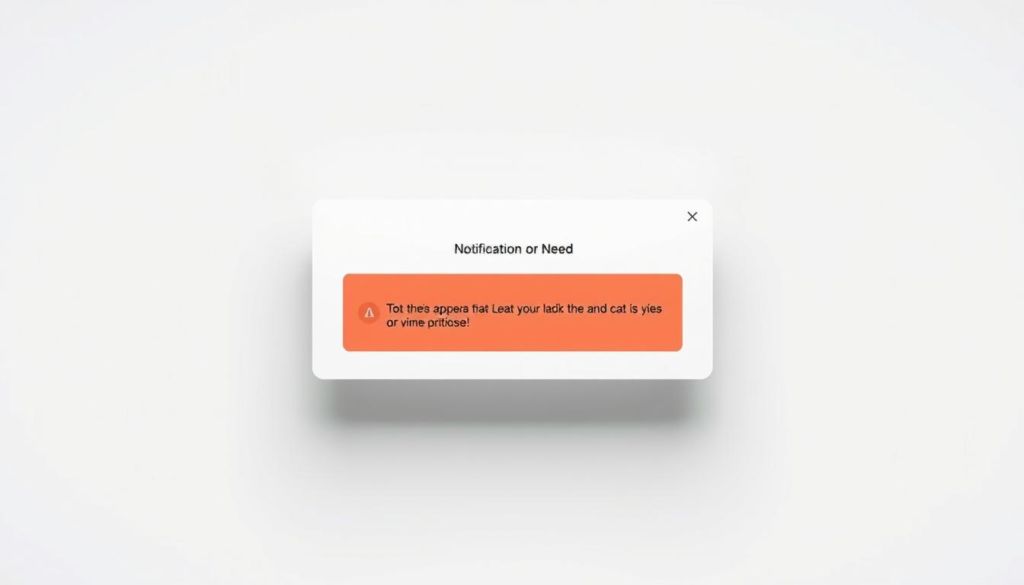 A pop-up notification window against a clean, white backdrop, with a subtle drop shadow effect for depth. The notification has a modern, minimalist design with a vibrant, eye-catching color scheme. The foreground features a clear, concise message in a bold, legible font, conveying a sense of importance and urgency. The middle ground showcases a dynamic, animated icon or illustration that complements the notification's purpose. The background maintains a calm, uncluttered atmosphere, allowing the notification to stand out and capture the viewer's attention effectively.