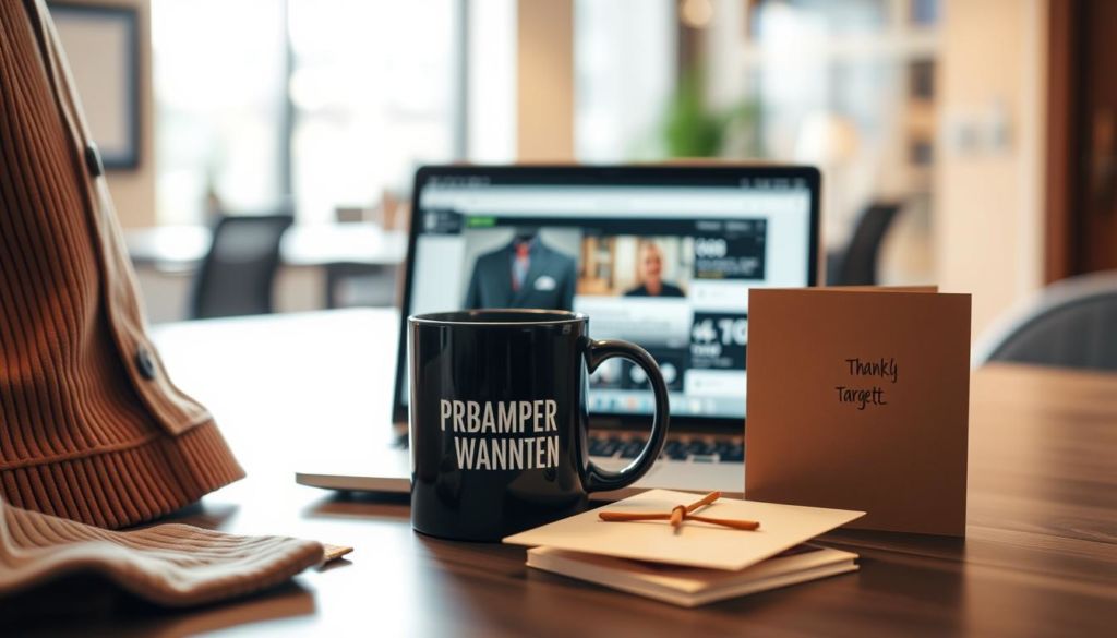 A softly lit scene depicting the importance of personalization in customer experience. In the foreground, a carefully curated collection of personalized items - a branded coffee mug, a tailored garment, a thoughtful greeting card. The middle ground showcases a laptop displaying dynamic, targeted content on its screen, while the background features a blurred office environment, suggesting the integration of personalization into the corporate setting. Warm, muted tones convey a sense of comfort and connection, underscoring the value of personalized interactions. Captured with a shallow depth of field, the image invites the viewer to focus on the key elements that illustrate the significance of customization in modern marketing.