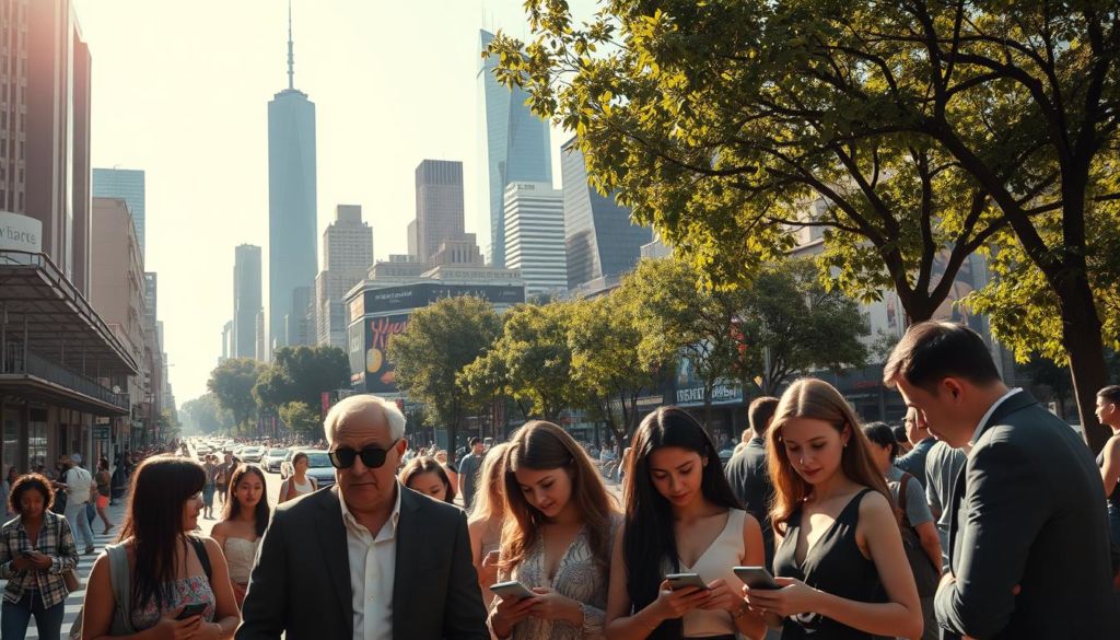 A sun-dappled urban landscape, where the bustling streets of a modern metropolis meet the tranquil oasis of a public park. In the foreground, a group of professionals deep in discussion, their brows furrowed as they navigate the challenges of the FMOT (First Moment of Truth) in their marketing strategies. The middle ground captures a diverse array of consumers, each engaged with their digital devices, their attention divided between the physical and virtual realms. In the background, towering skyscrapers and billboards speak to the ever-evolving nature of the marketing landscape. Soft, warm lighting casts a contemplative glow, suggesting the thoughtful deliberation required to overcome the obstacles of the FMOT.
