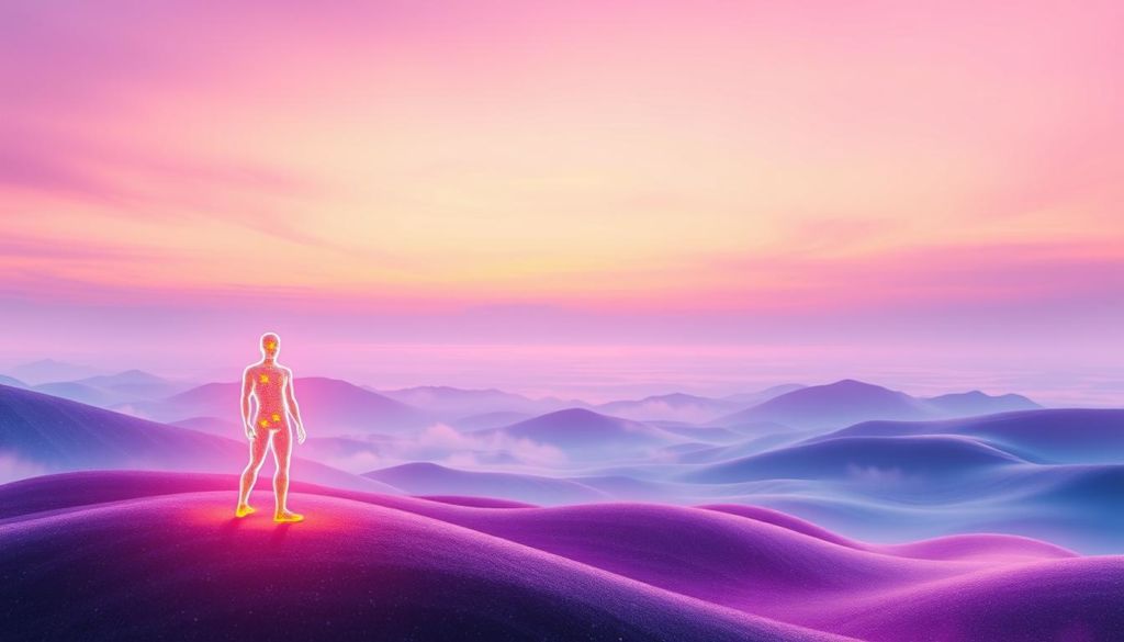 A tranquil digital landscape, where vibrant hues and dynamic compositions merge to inspire. In the foreground, glowing holographic figures stand as beacons of innovation, their ethereal presence casting a warm glow across the scene. In the middle ground, geometric patterns and abstract shapes intertwine, representing the intricate connections of digital storytelling. The background reveals a vast, serene expanse, a canvas of soft gradients and subtle textures, evoking a sense of infinite possibilities. Bathed in a soft, diffused light, the entire scene exudes a sense of harmonious balance, a visual metaphor for the power of impactful digital narratives.