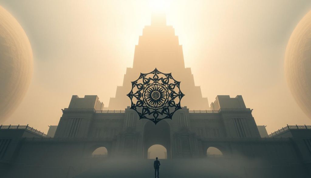 A vast, towering domain authority stands tall, its presence commanding attention. In the foreground, a striking symbol representing the core of this authority, surrounded by intricate patterns and geometric shapes that subtly convey its strength and influence. The middle ground features an imposing architectural structure, its design a blend of classical and modern elements, symbolizing the authority's timeless influence. The background is shrouded in a soft, hazy light, creating a sense of awe and reverence. The overall composition exudes a sense of power, stability, and the unwavering nature of this domain authority.