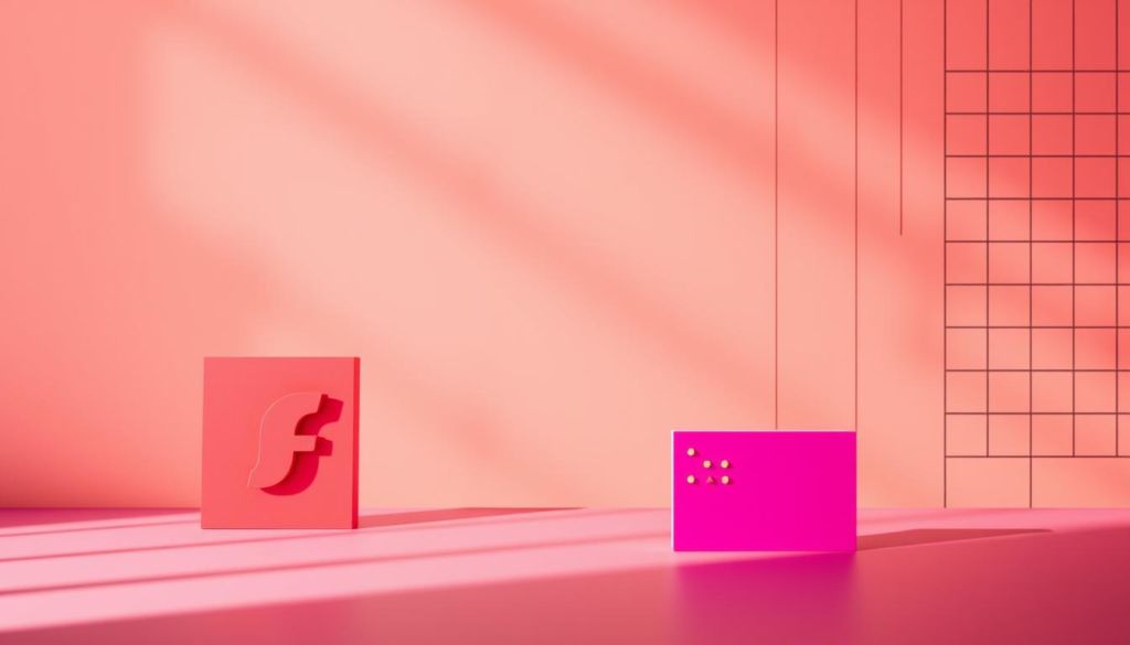 A vibrant composition showcasing the fundamental elements of visual communication. In the foreground, a bold sans-serif typeface, its clean lines and sharp edges contrasting with the soft, organic shapes of a dynamic icon or symbol. In the middle ground, a dynamic color palette of complementary hues, creating a sense of harmony and balance. In the background, a grid-like pattern of lines and geometric shapes, suggesting the underlying structure and framework of effective visual design. Soft, directional lighting casts subtle shadows, adding depth and dimensionality to the scene. The overall mood is one of clarity, dynamism, and professionalism, capturing the essence of visual communication in a modern, minimalist aesthetic.