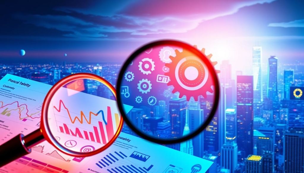 A vibrant, digital landscape depicting optimization tactics for search engine optimization (SEO). In the foreground, a magnifying glass hovers over a collection of website analytics, casting a warm, insightful glow. In the middle ground, a series of intricate cogs and gears symbolize the intricate inner workings of a well-optimized online presence. The background features a cityscape of skyscrapers, representing the competitive digital landscape, illuminated by a soft, azure light. The overall scene conveys a sense of focus, precision, and the power of effective SEO strategies to drive increased web traffic and visibility.