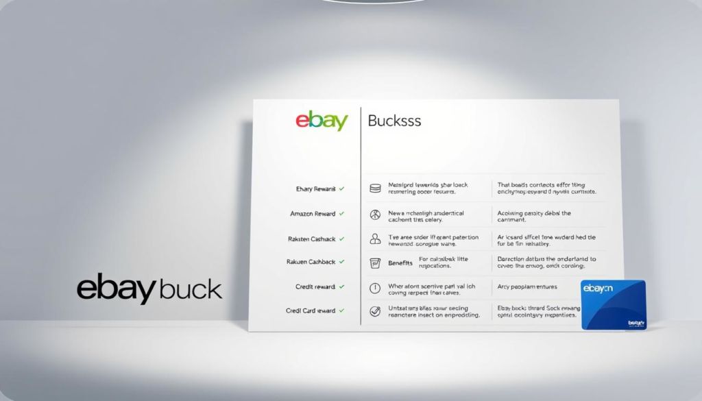 An elegantly designed illustration depicting a direct comparison between the eBay Bucks loyalty program and other popular cashback or rewards services. The foreground features sleek, minimalist icons or logos for eBay Bucks, along with competing programs like Amazon Rewards, Rakuten Cashback, and credit card rewards. The middle ground showcases a clean, infographic-style layout highlighting the key features, benefits, and differentiating factors of each program in a side-by-side format. The background is a subtle, sophisticated gradient or texture that complements the overall aesthetic. The lighting is soft and diffused, creating a sense of refinement and professionalism. The overall tone is informative, inspirational, and designed to engage the reader's interest in the eBay Bucks program.