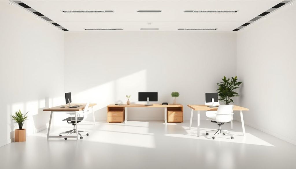 Elegant minimal design with intuitive layout and accessible interface. Soft lighting illuminates a clean, uncluttered workspace with thoughtfully placed elements. Subtle gradients and harmonious color palette create a calm, focused atmosphere. Ergonomic furniture and streamlined devices suggest a user-centric approach. Negative space allows the eye to naturally flow through the composition. Warm wood tones and natural materials evoke a sense of approachability. The overall impression is one of simplicity, efficiency, and inclusive usability.