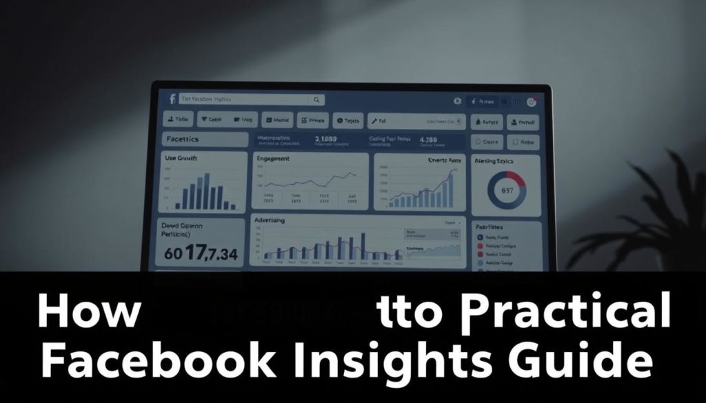 High-contrast, data-driven dashboard displaying key Facebook metrics, including user growth, engagement, and advertising performance. The foreground features a sleek, minimalist interface with clean typography and visualization charts. The middle ground showcases detailed analytics and insights, presented in a crisp, professional manner. The background blurs out to a neutral, tech-inspired setting, emphasizing the data-centric focus. Dramatic lighting casts shadows and highlights the dashboard's various elements, creating depth and drama. The overall mood is one of analytical precision and digital sophistication, suitable for an article on practical Facebook Insights guidance.