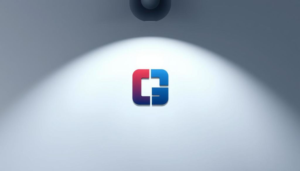 Logotipo memorável: A minimalist yet striking logo design featuring a simple geometric shape, possibly a square or a circle, in a bold color palette that evokes professionalism and modernity. The logo should be balanced and visually appealing, with a clean and polished aesthetic to reflect a strong brand identity. Soft, diffused lighting illuminates the logo, creating depth and dimension, while a slightly low camera angle emphasizes its prominence and authority. The background should be a simple, uncluttered gradient or solid color that allows the logo to take center stage, conveying a sense of confidence and reliability.