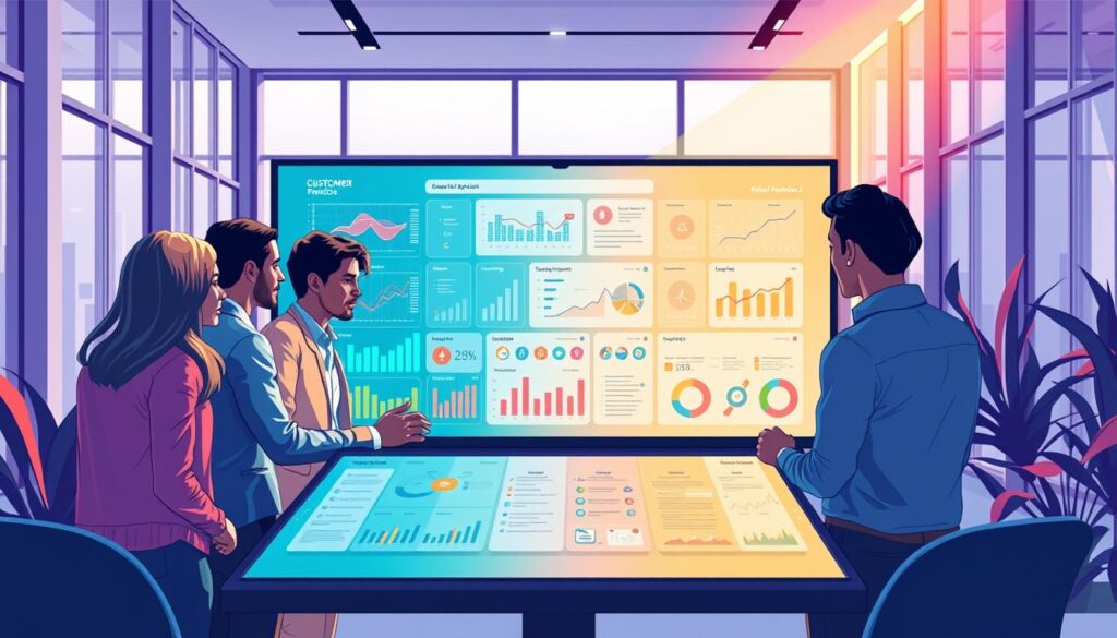 A vibrant digital illustration depicting the best practices for remarketing campaigns. In the foreground, a team of diverse professionals collaborates on a large touchscreen, strategizing targeted outreach tactics. The middle ground showcases an array of customer data analytics, segmented by behavior and preferences. In the background, a sleek, modern office space with floor-to-ceiling windows illuminates the scene with soft, natural lighting, creating a serene and productive atmosphere. The overall composition conveys the importance of data-driven, personalized remarketing strategies to re-engage with lapsed customers.