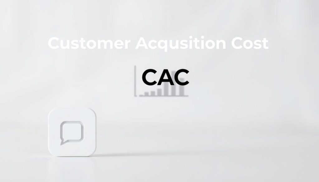 A modern, minimalist illustration of the definition of Customer Acquisition Cost (CAC). In the foreground, a clean, geometric icon or symbol representing the concept of "customer acquisition". The middle ground features a simple bar chart or graph visualizing the cost components that make up CAC. In the background, a soft, blurred gradient or texture in neutral tones creates a professional, elegant atmosphere. The overall aesthetic is sleek, data-driven, and easy to comprehend at a glance, conveying the importance and measurement of this key business metric.